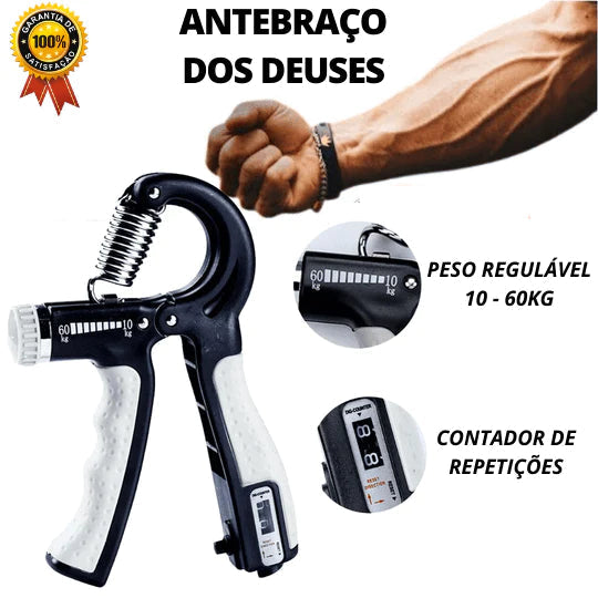 Antebraços Fortes e Grandes Hand Grip Resistente e Regulável 10 a 60kg